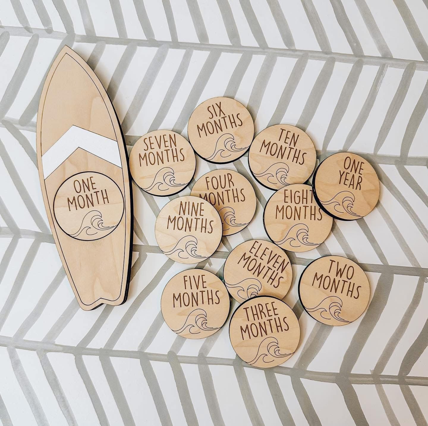 Surfboard Monthly Milestone Disc Set