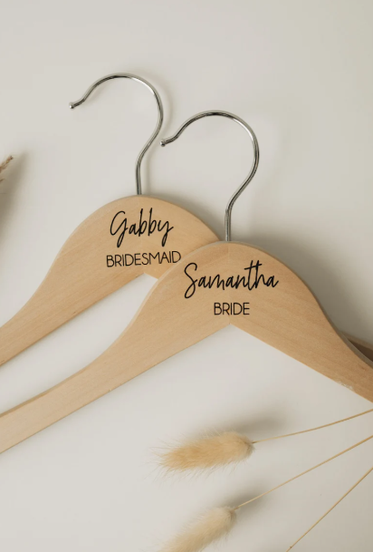 Engraved Wood Bridal Party Hangers
