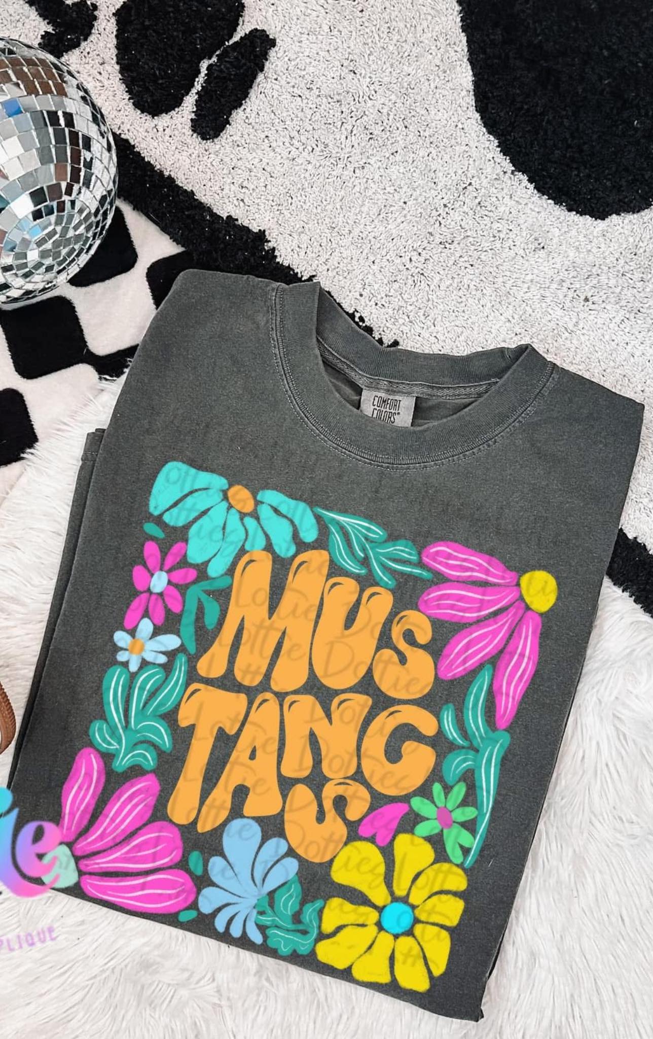 Floral Custom Mascot T-Shirt  COMFORT COLORS ONLY