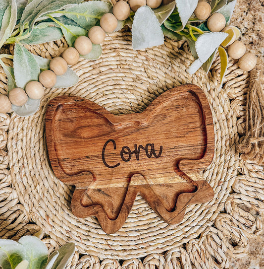 Personalized Acacia Wood Bow Dish