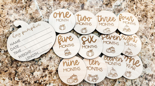 Pumpkin Milestone and Birth Announcement Set