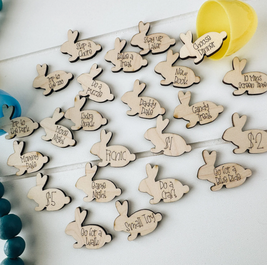 Bunny Shaped Easter Egg Tokens-Set of 24
