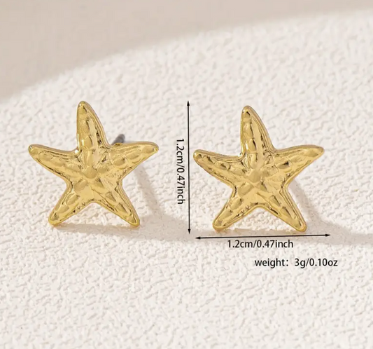 Gold Starfish Stud Earrings