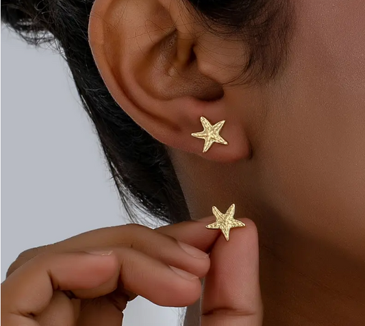 Gold Starfish Stud Earrings