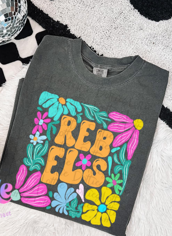 Floral Custom Mascot T-Shirt  COMFORT COLORS ONLY