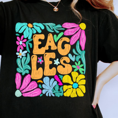 Floral Custom Mascot T-Shirt  COMFORT COLORS ONLY