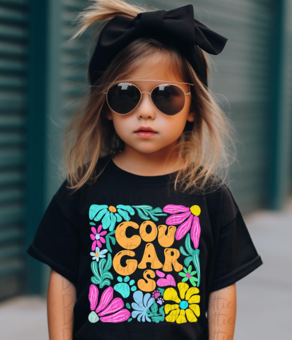 Floral Custom Mascot T-Shirt  COMFORT COLORS ONLY
