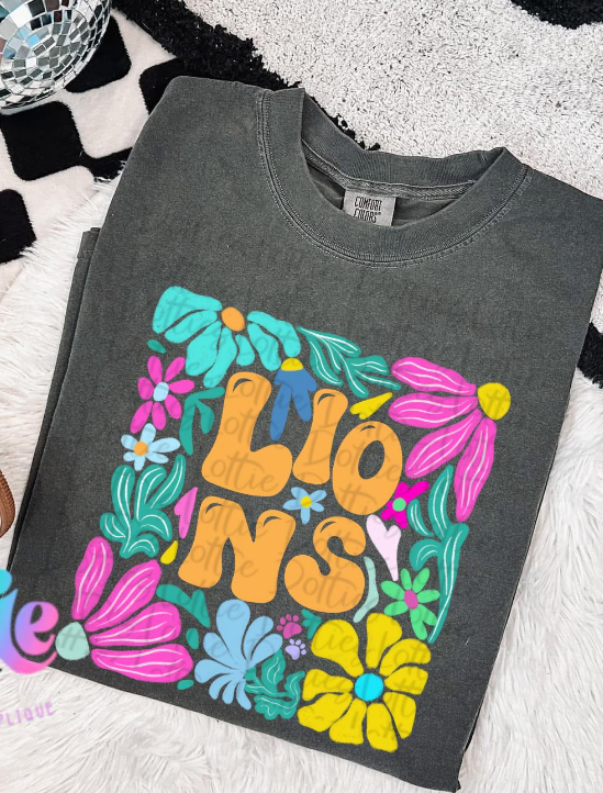 Floral Custom Mascot T-Shirt  COMFORT COLORS ONLY