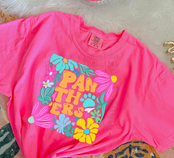 Floral Custom Mascot T-Shirt  COMFORT COLORS ONLY