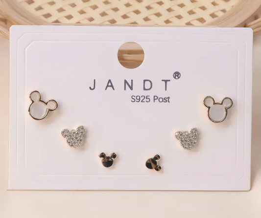 Mouse Head Studs--Set of 3