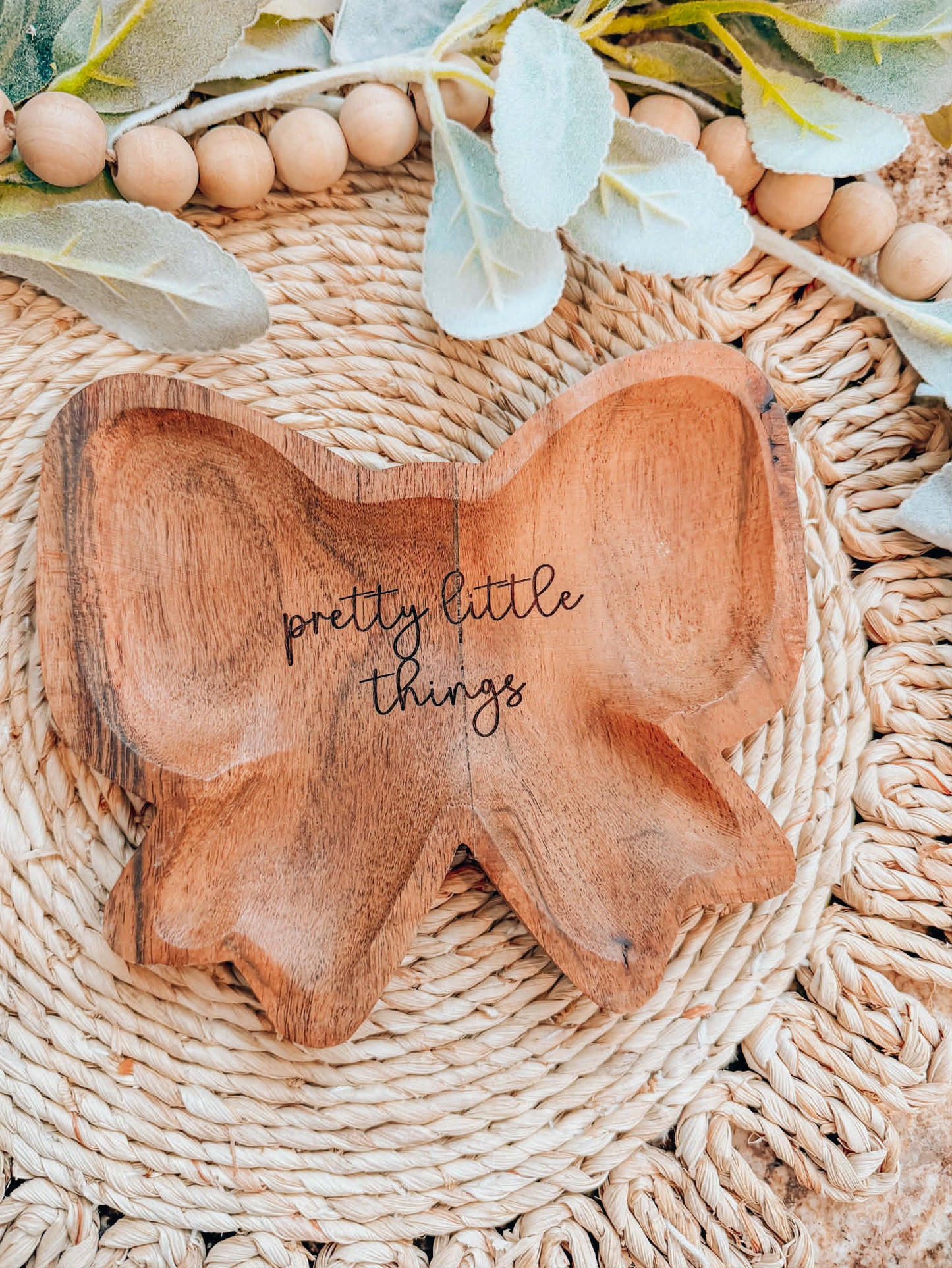 Personalized Acacia Wood Bow Dish