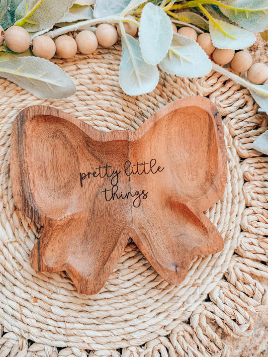 Personalized Acacia Wood Bow Dish